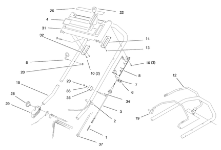 Handle Assembly Diagram and Parts List for 20809 8900001 - 8999999 Toro Lawn Mower