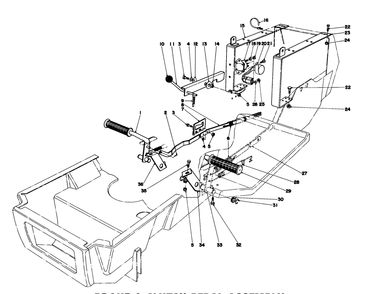 Brake & Clutch Pedal Assembly Diagram and Parts List for 57385 1000001 - 1999999 Toro Lawn Tractor