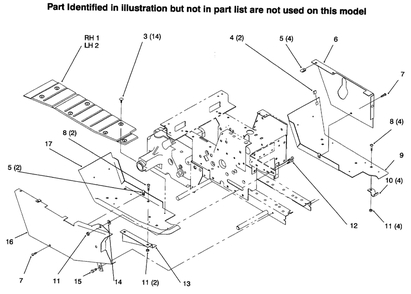Footrests Diagram and Parts List for 73441 69000001 - 69999999 Toro Lawn Tractor
