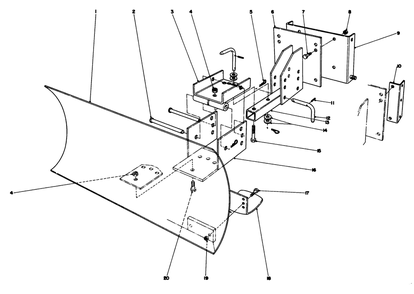 Grader Blade Assembly Model 59099 Diagram and Parts List for 38045 4000001 - 4999999 Toro Snow Blower