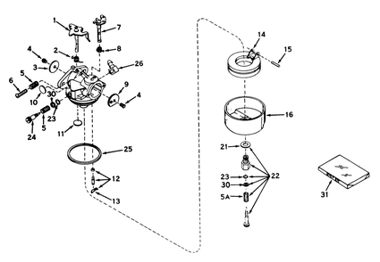 Carburetor No. 631449 Diagram and Parts List for 56044 8000001 - 8999999 Toro Lawn Tractor
