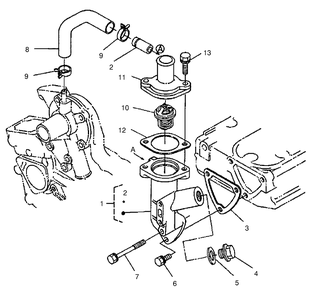 Water Flange And Thermostat Assembly Diagram and Parts List for 22302 990001 - 999999 Toro Lawn Tractor Accessories
