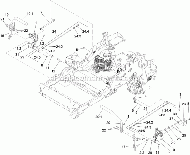 Motion Control Assembly Diagram and Parts List for 74901CP 311000001-311999999 Toro Lawn Mower