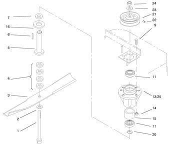 Spindles And Blades Diagram and Parts List for 30196 990001 - 990200 Toro Lawn Mower