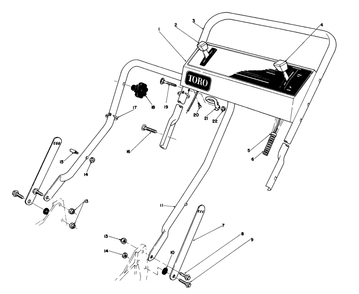 Handle Assembly Diagram and Parts List for 20692 0000001 - 0999999 Toro Lawn Mower