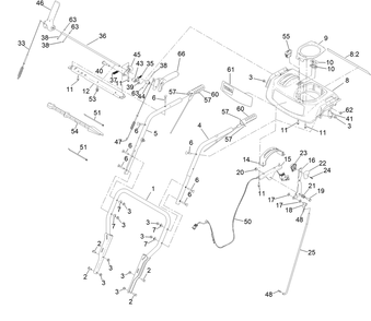 Handle And Control Assembly Diagram and Parts List for 38830 412000000 - 413984267 Toro Snow Blower