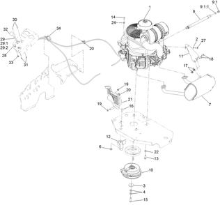 Engine, Clutch And Muffler Assembly Diagram and Parts List for 78924 402505651-999999999 Toro Lawn Mower