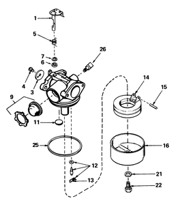 Carburetor No. 632098 Diagram and Parts List for 16340C 5000001 - 5999999 Toro Lawn Mower