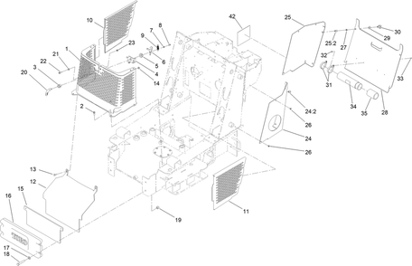 Grill, Side Cover And Counterweight Assembly Diagram and Parts List for 22321G 413000000 - 999999999 Toro Lawn Tractor Accessories