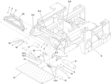 Engine Frame, Console And Floor Pan Assembly Diagram and Parts List for 74269 (311000001-311999999)(2011) Toro Lawn Mower