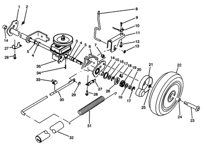 S.P. Rear Axle Assembly Diagram and Parts List for 20927B 2000001 - 2999999 Toro Lawn Mower