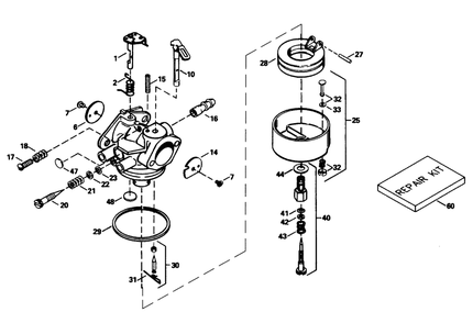 Carburetor No. 632370a Diagram and Parts List for 38555 4900001 - 4999999 Toro Snow Blower