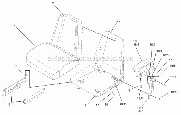 Seat Assembly No. 106-9964 Diagram and Parts List for 74199 230000001-230999999 Toro Lawn Mower
