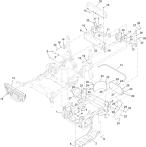 Power Frame Assembly Diagram and Parts List for 72098 413000000 - 999999999 Toro Lawn Tractor