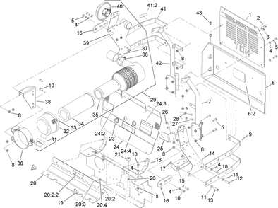 Front And Rear Engine Cover Assembly Diagram and Parts List for 74269 (240000001-240999999)(2004) Toro Lawn Mower