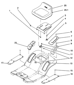 Seat Assembly Diagram and Parts List for 71196 6900001 - 6999999 Toro Lawn Tractor