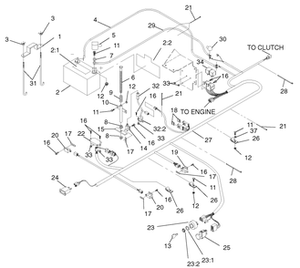 Electrical System Assembly Diagram and Parts List for 74231 (230000001-230006000)(2003) Toro Lawn Mower