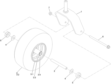 Fork And Caster Wheel Assembly Diagram and Parts List for 76601 414709526 - 415074043 Toro Lawn Tractor