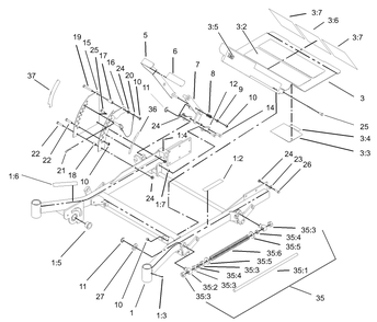 Front Frame Assembly Diagram and Parts List for 74231 (230006001-230999999)(2003) Toro Lawn Mower