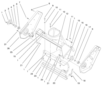 Auger Housing Assembly Diagram and Parts List for 38424 9900001 - 9999999 Toro Snow Blower