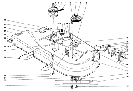 32" Cutter Housing Assembly Diagram and Parts List for 56150 5000001 - 5999999 Toro Lawn Tractor