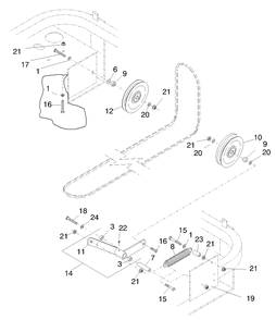 Deck Drive Belt And Pulleys Diagram and Parts List for 74200 890001 - 899999 Toro Lawn Tractor