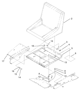 Seat Assembly Diagram and Parts List for 74187 (200000001-200000500)(2000) Toro Lawn Mower