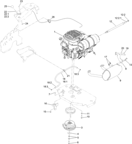 Engine, Clutch And Muffler Assembly Diagram and Parts List for 74904 402090000-403247208 Toro Lawn Mower