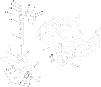Caster Assembly Diagram and Parts List for 39674 400000000-404319999 Toro Lawn Mower