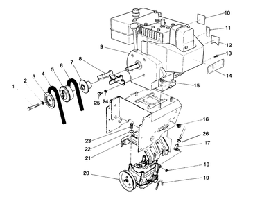 Engine Assembly Diagram and Parts List for 38543 4900001 - 4999999 Toro Snow Blower