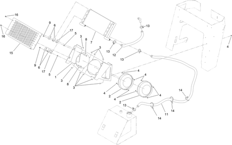 Oil Cooler Assembly Diagram and Parts List for 22974 400000000 - 401999999 Toro Lawn Tractor Accessories