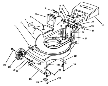 Housing Assembly Diagram and Parts List for 20907B 3900001 - 3999999 Toro Lawn Mower