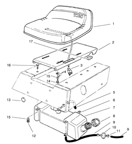 Seat & Gas Tank Assembly Diagram and Parts List for 70060 79000001 - 79999999 Toro Lawn Tractor