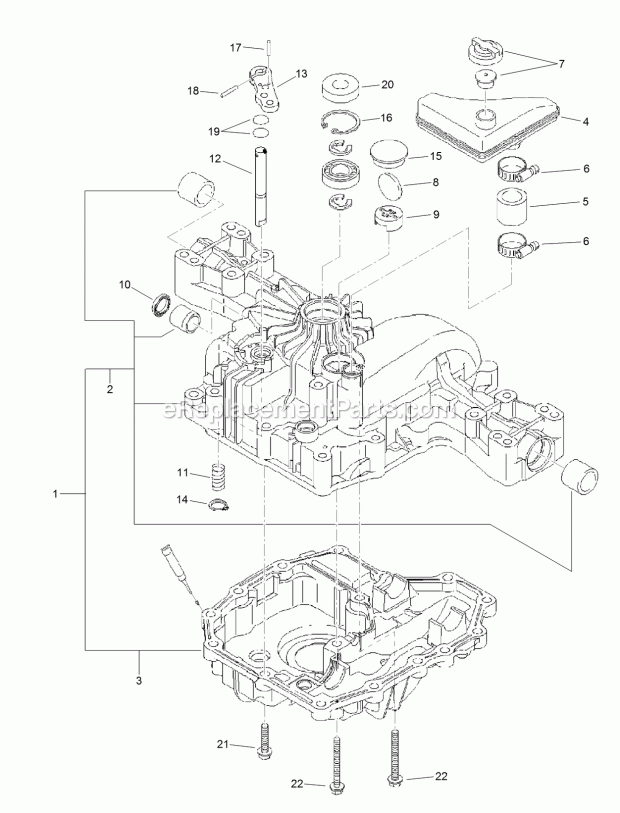 Transaxle Case Assembly Transmission Assembly Diagram and Parts List for 74585 316000001-316999999 Toro Lawn Mower