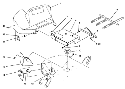 48" Deck Components Assembly Diagram and Parts List for 79301 6900001 - 6999999 Toro Lawn Tractor Accessories