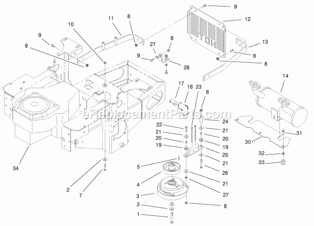 Engine And Clutch Assembly Diagram and Parts List for 74174 200000001-200999999 Toro Lawn Mower