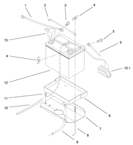 Battery Assembly Diagram and Parts List for 72047 9900001 - 9999999 Toro Lawn Tractor