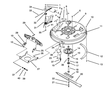 Deck & Spindle Assembly (32" Cutting Unit) Diagram and Parts List for 71200 3900001 - 3999999 Toro Lawn Tractor