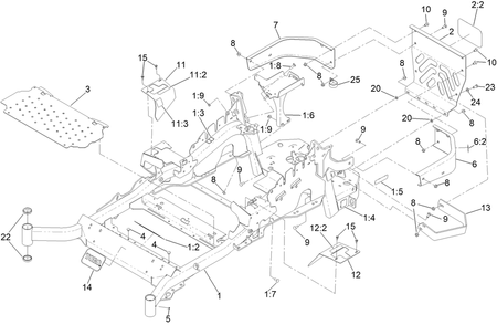 Frame Assembly Diagram and Parts List for 72946 412654625 - 412999999 Toro Lawn Tractor