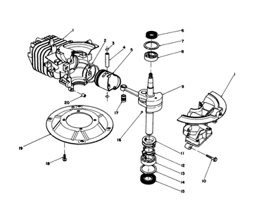Crankshaft Assembly (Model No. 47pj8) Diagram and Parts List for 16212CG 9000001 - 9999999 Toro Lawn Mower