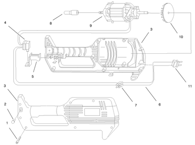 Motor And Housing Assembly Diagram and Parts List for 51450 790000001 - 799999999 Toro Trimmer