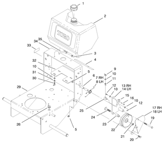 Fuel Tank And Idler Bracket Assembly Diagram and Parts List for 30167 890001 - 899999 Toro Lawn Tractor Accessories