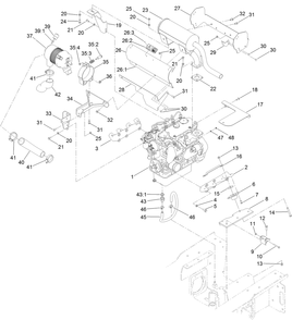 Engine, Muffler And Air Cleaner Assembly Diagram and Parts List for 22324 407960000 - 409359999 Toro Lawn Tractor Accessories