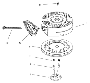Recoil Starter No. 590742 (Optional) Diagram and Parts List for 38072 7900001 - 7999999 Toro Snow Blower