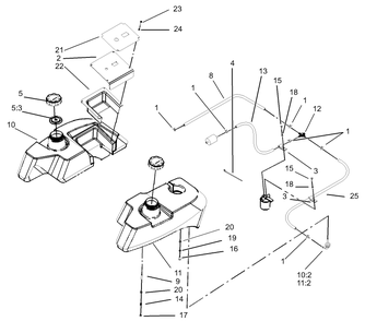 Fuel System Assembly 2 Diagram and Parts List for 74231 (230006001-230999999)(2003) Toro Lawn Mower