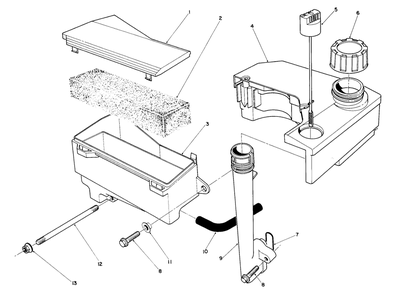 Air Cleaner & Fuel Tank Assembly (Engine No. Vml0-5) Diagram and Parts List for 26625B 1000001 - 1999999 Toro Lawn Mower