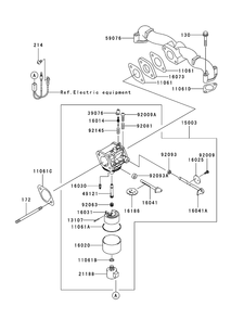 Carburetor Assembly Diagram and Parts List for 74558 (290000001-290000209)(2009) Toro Lawn Mower