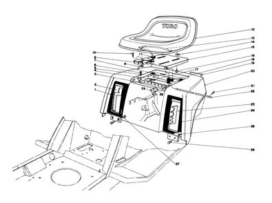 Rear Body & Seat Assembly Diagram and Parts List for 57360 9000001 - 9999999 Toro Lawn Tractor