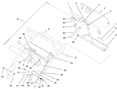 Handle Asm Diagram and Parts List for 30197 990001 - 999999 Toro Lawn Mower