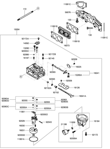 Carburetor Assembly Diagram and Parts List for 22974 400000000 - 401999999 Toro Lawn Tractor Accessories